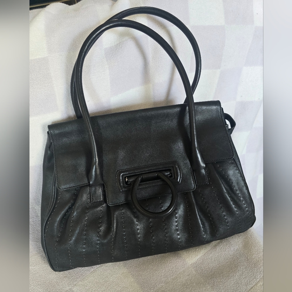Authentic Elegant Salvatore Ferragamo Black Handbag Or Shoulder Bag